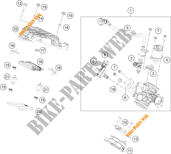 GASKLEP HUIS voor KTM 125 DUKE ORANGE 2020