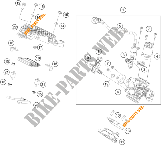GASKLEP HUIS voor KTM 125 DUKE WHITE - B.D. 2019