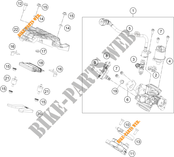 GASKLEP HUIS voor KTM 125 DUKE ORANGE 2019