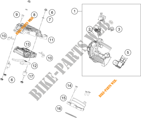 GASKLEP HUIS voor KTM 390 ADVENTURE ORANGE - B.D. 2020