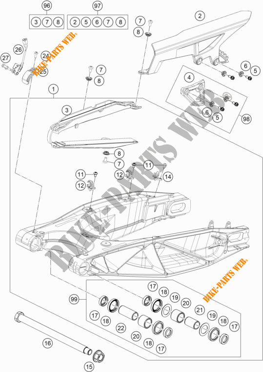 ACHTERBRUG voor KTM 1290 SUPER ADVENTURE S ORANGE 2020