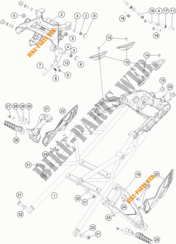 ACHTERFRAME voor KTM 1290 SUPER DUKE GT ORANGE 2018