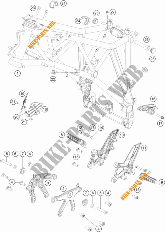 FRAME voor KTM 1290 SUPER DUKE GT ORANGE 2018