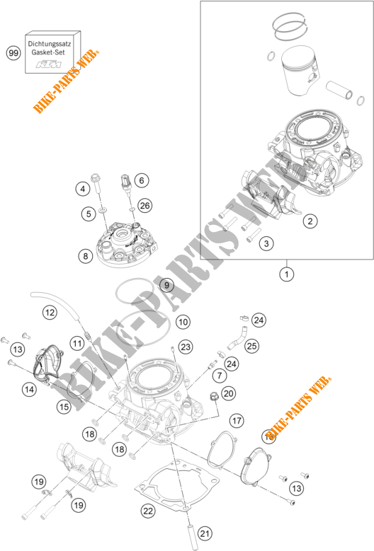 CILINDER / CILINDERKOP voor KTM 250 XC-W TPI 2019