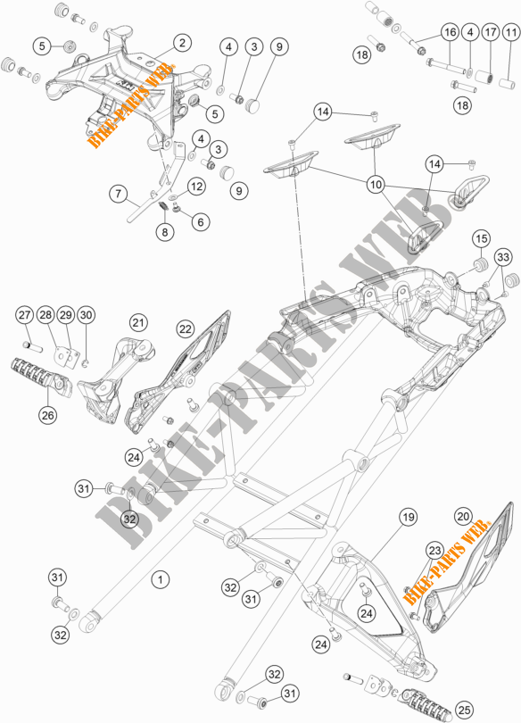 ACHTERFRAME voor KTM 1290 SUPER DUKE GT WHITE 2021