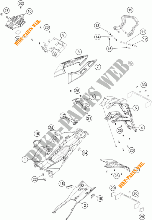ACHTERSPATBORD  voor KTM 1290 SUPER DUKE GT ORANGE 2018