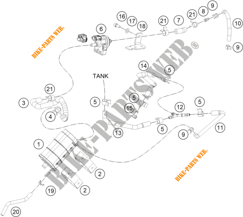 EVAPORATIVE CANISTER voor KTM 390 DUKE WHITE - B.D. 2021