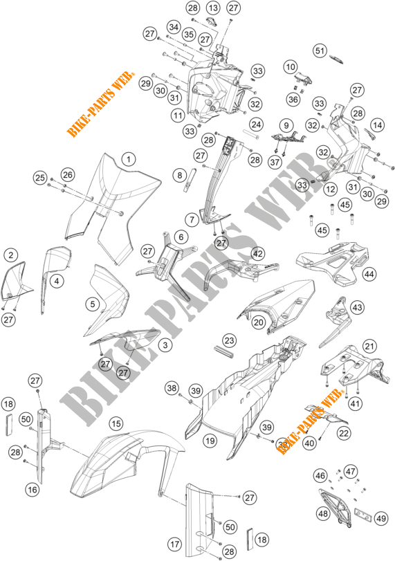 PLASTIC voor KTM 890 ADVENTURE L ORANGE 2021
