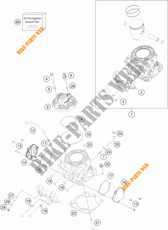 CILINDER / CILINDERKOP voor KTM 250 EXC 2023