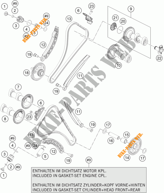 DISTRIBUTIERIEM voor KTM 1290 SUPER DUKE GT ORANGE 2017
