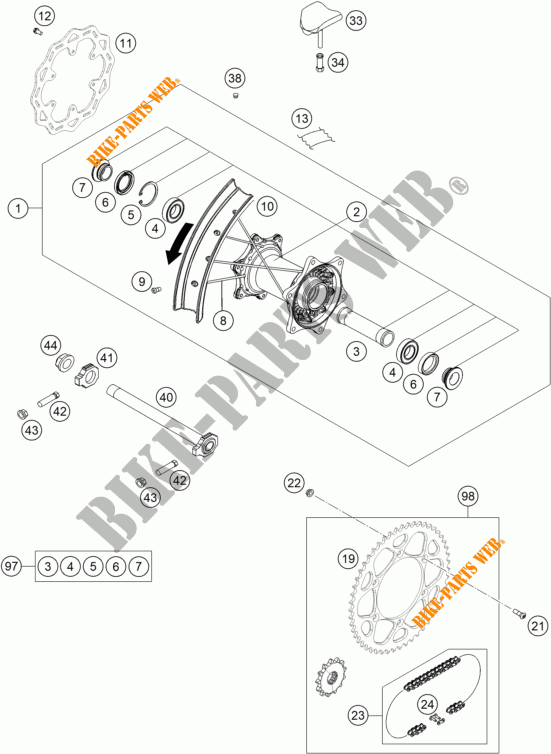 ACHTERWIEL voor KTM 450 SX-F FACTORY EDITION 2022