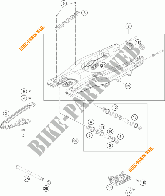 ACHTERBRUG voor KTM 125 SX 2023