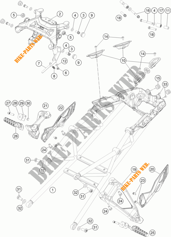 ACHTERFRAME voor KTM 1290 SUPER DUKE GT orange 2022