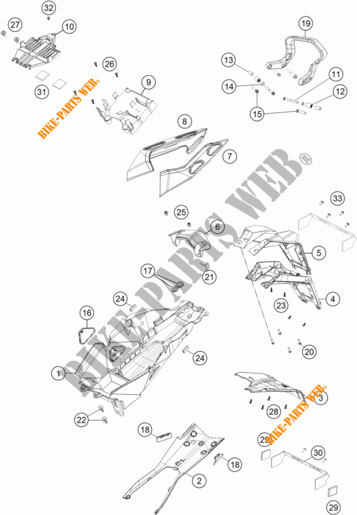 ACHTERSPATBORD  voor KTM 1290 SUPER DUKE GT GREY 2017