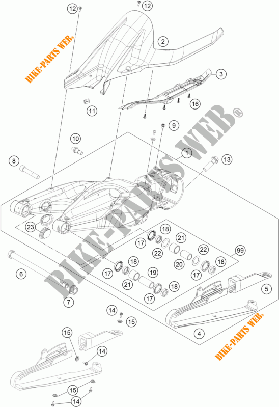 ACHTERBRUG voor KTM 1290 SUPER DUKE GT GREY ABS 2016