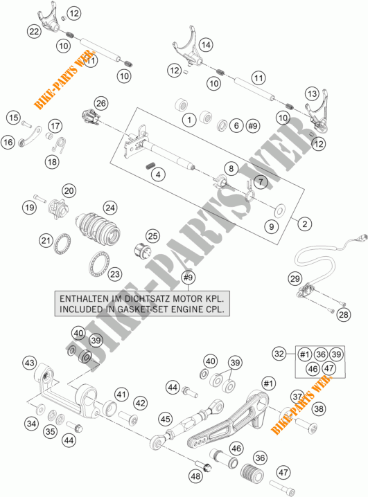 SCHAKEL MECHANISME voor KTM 1290 SUPER DUKE GT GREY ABS 2016