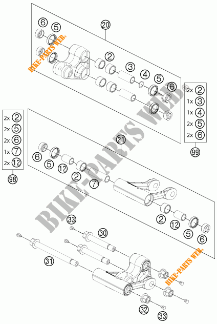 SCHOKBREKER LINK PRO LEVER voor KTM 690 DUKE R ABS 2015