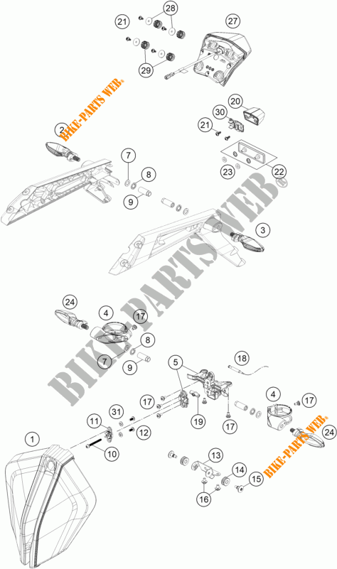 KOPLAMP / ACHTERLICHT voor KTM 1290 SUPER DUKE R orange 2023