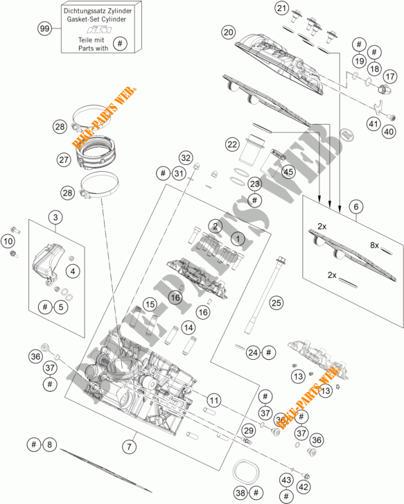 CILINDERKOP ACHTER voor KTM 1290 SUPER DUKE R EVO orange 2023