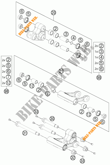 SCHOKBREKER LINK PRO LEVER voor KTM 690 DUKE R ABS 2013