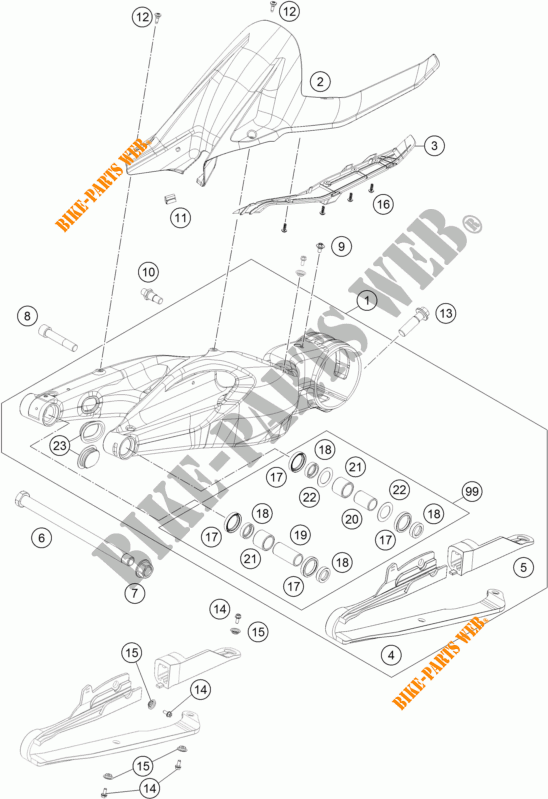 ACHTERBRUG voor KTM 1290 SUPER DUKE GT ORANGE ABS 2016