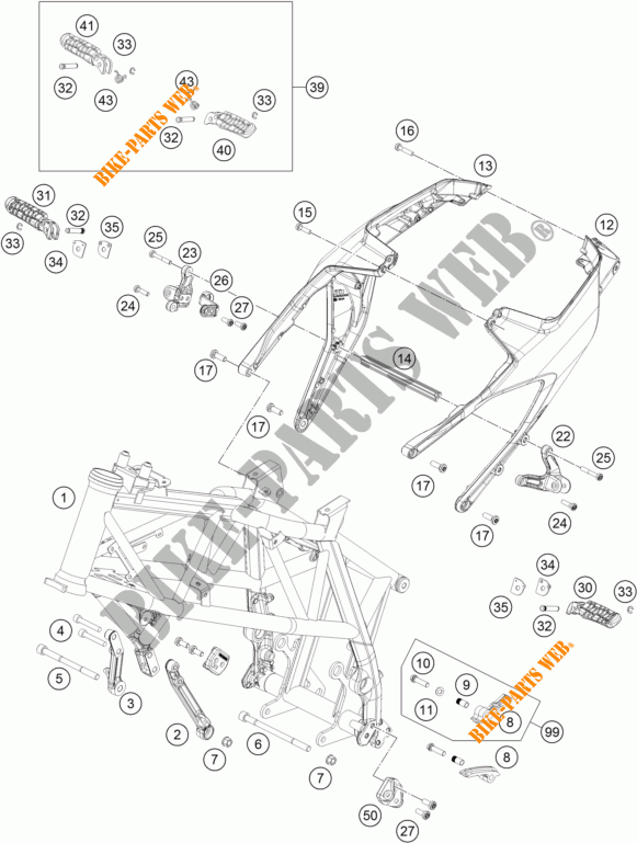 FRAME voor KTM 690 DUKE ORANGE 2017