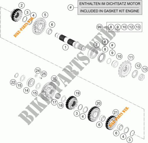 VERSNELLINGSBAK SECUNDAIRE AS voor KTM 690 DUKE ORANGE ABS 2016