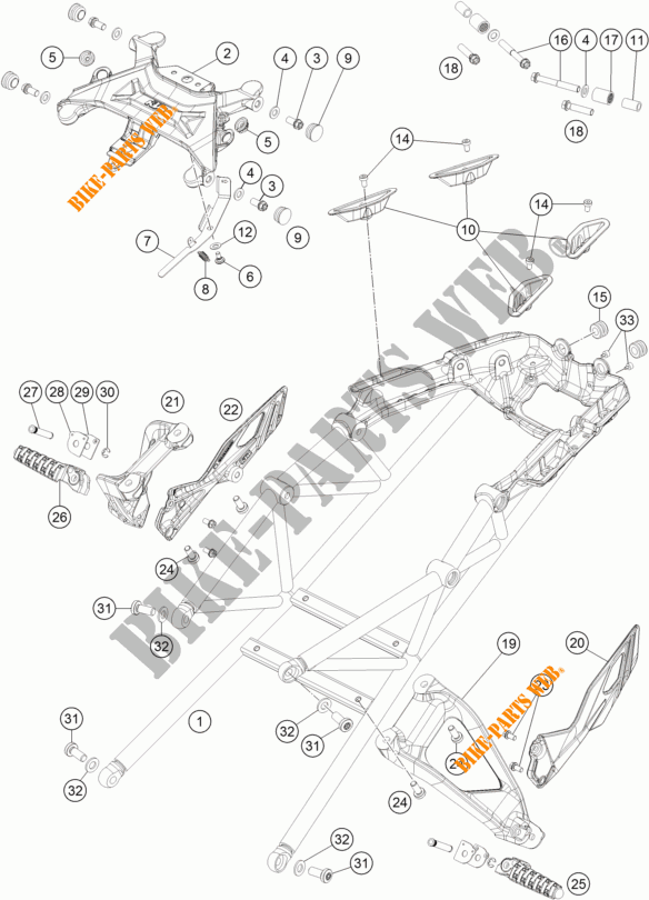 ACHTERFRAME voor KTM 1290 SUPER DUKE GT ORANGE ABS 2016
