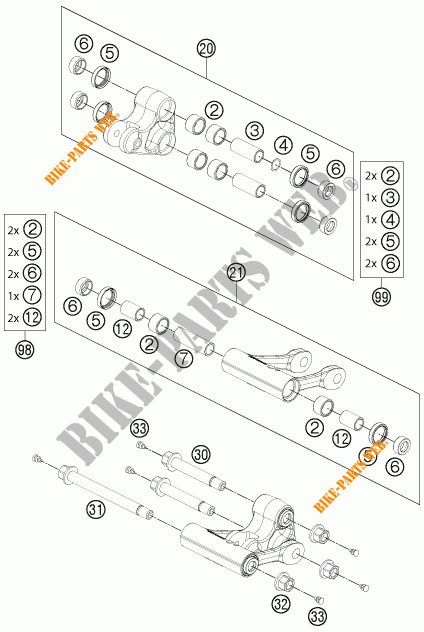 SCHOKBREKER LINK PRO LEVER voor KTM 690 DUKE ORANGE ABS 2016