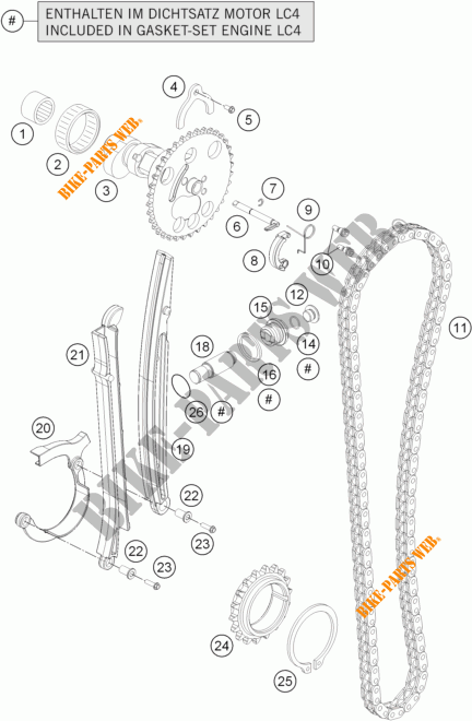 DISTRIBUTIERIEM voor KTM 690 DUKE BLACK ABS 2015
