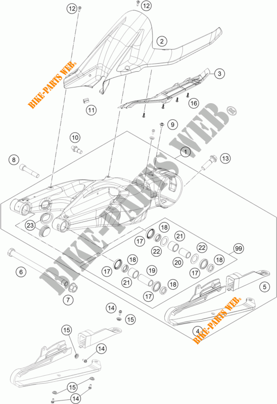 ACHTERBRUG voor KTM 1290 SUPER DUKE GT GREY ABS 2016