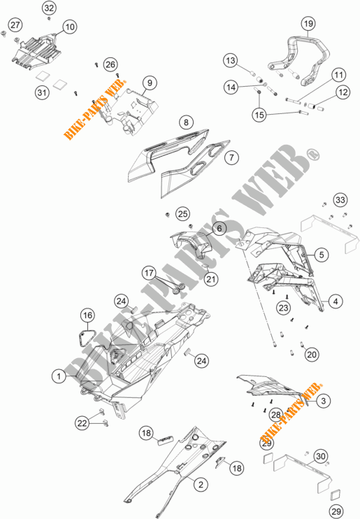 ACHTERSPATBORD  voor KTM 1290 SUPER DUKE GT GREY ABS 2016