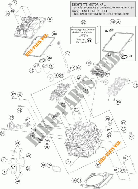 CILINDERKOP VOOR voor KTM 1290 SUPER DUKE GT GREY ABS 2016