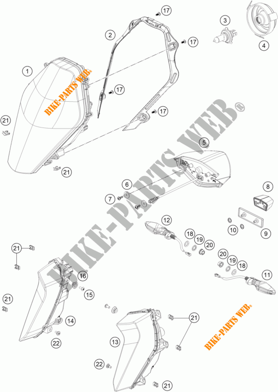 KOPLAMP / ACHTERLICHT voor KTM 1290 SUPER DUKE GT GREY ABS 2016