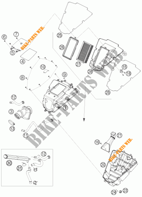 LUCHTFILTER voor KTM 690 DUKE ORANGE 2010