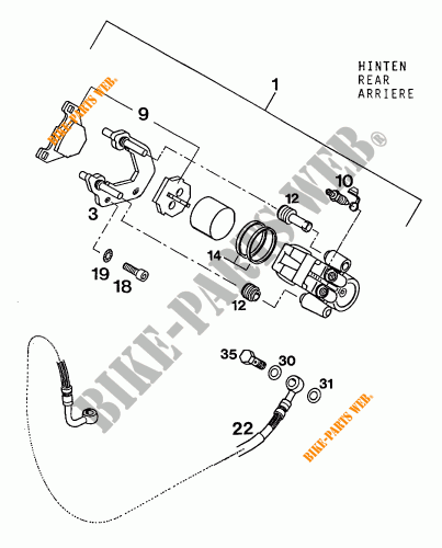 REMKLAUW ACHTER voor KTM 400 DUKE 20KW 1994