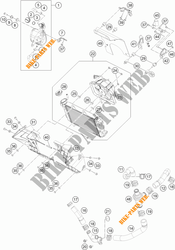 KOELSYSTEEM voor KTM 390 DUKE WHITE 2018