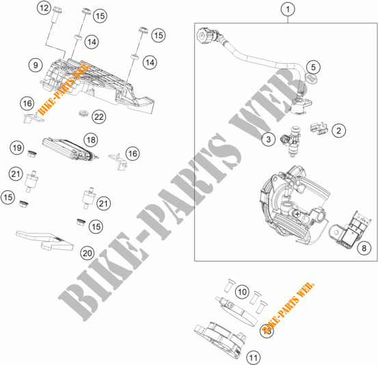 GASKLEP HUIS voor KTM 390 DUKE ORANGE 2018