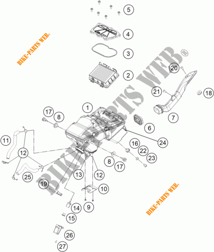 LUCHTFILTER voor KTM 390 DUKE ORANGE 2018