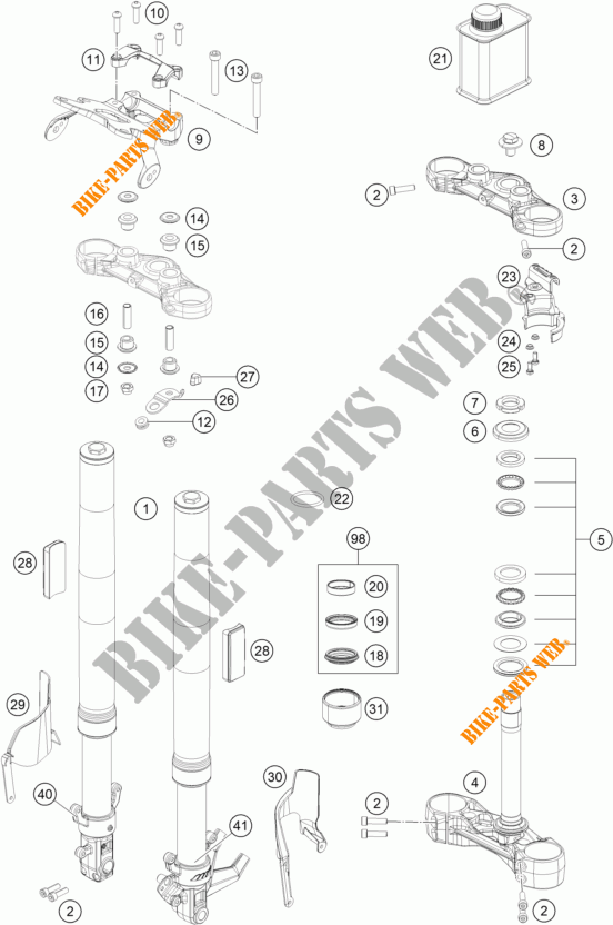 VOORVORK / T STUK voor KTM 390 DUKE ORANGE 2018
