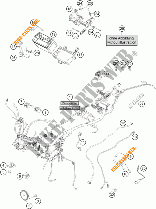 KABELBOOM voor KTM 390 DUKE ORANGE 2017