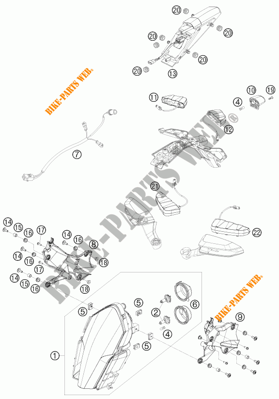 KOPLAMP / ACHTERLICHT voor KTM 1190 RC8 R TRACK 2012