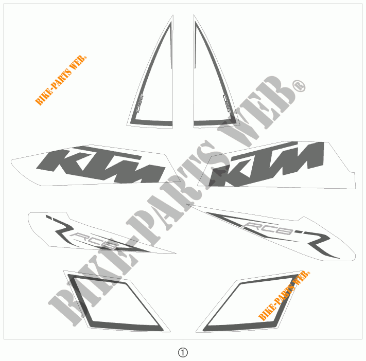 STICKERS voor KTM 1190 RC8 R TRACK 2012