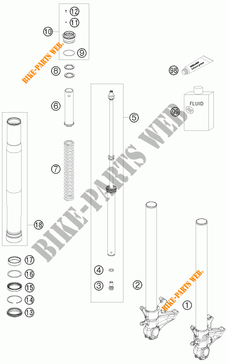 VOORVORK (ONDERDELEN) voor KTM 1190 RC8 R TRACK 2012