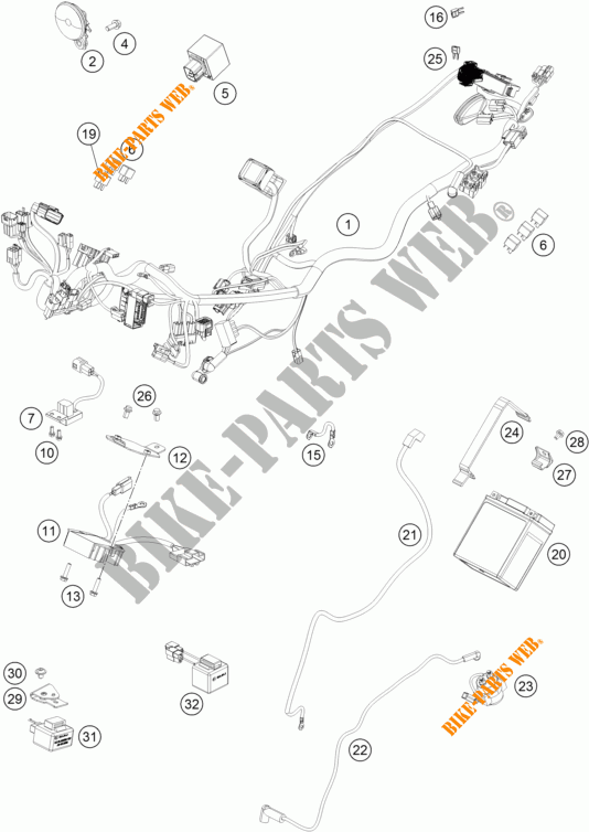 KABELBOOM voor KTM 390 DUKE BLACK ABS 2017