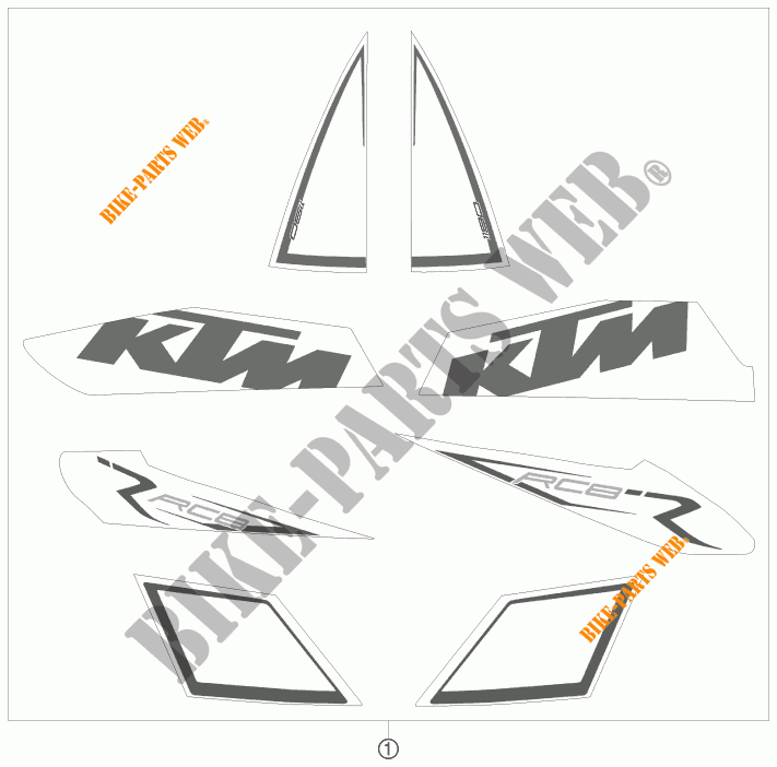 STICKERS voor KTM 1190 RC8 R TRACK 2011