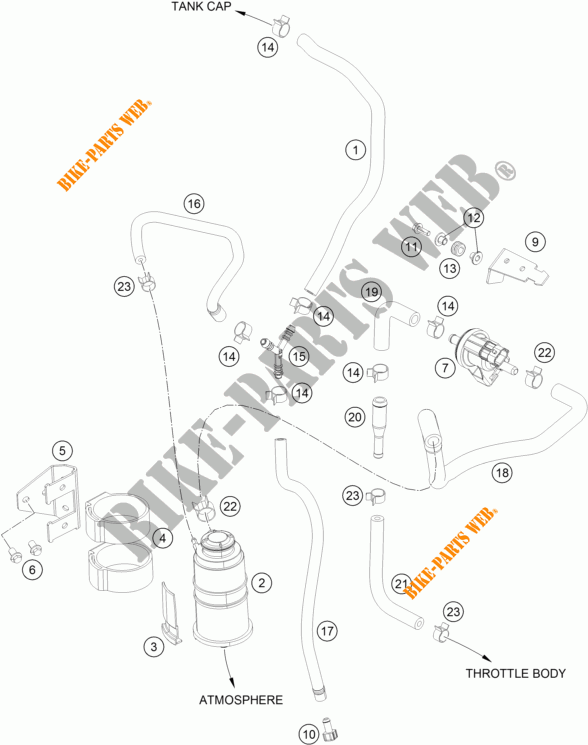 EVAPORATIVE CANISTER voor KTM 390 DUKE WHITE ABS 2016