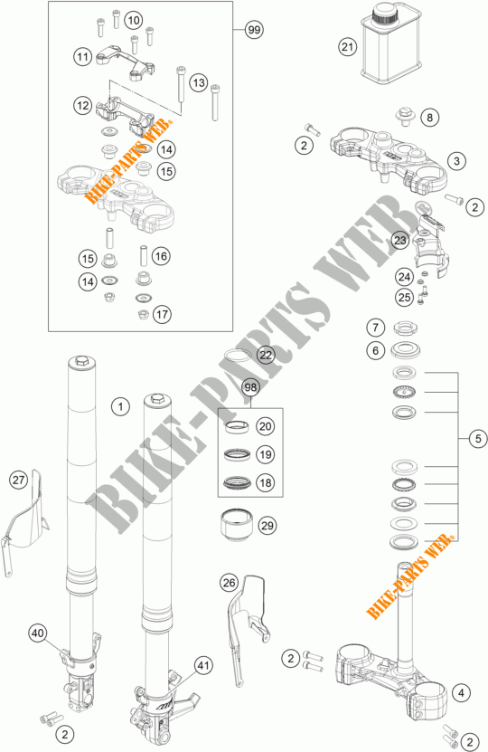 VOORVORK / T STUK voor KTM 390 DUKE BLACK ABS 2016