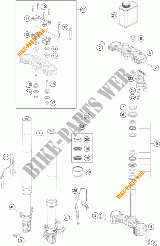 VOORVORK / T STUK voor KTM 390 DUKE BLACK ABS 2015