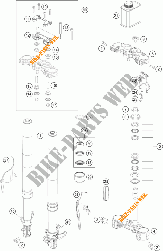 VOORVORK / T STUK voor KTM 390 DUKE BLACK ABS 2015